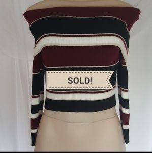 NWT PAPAYA OFF THE SHOULDER STRIPED TOP